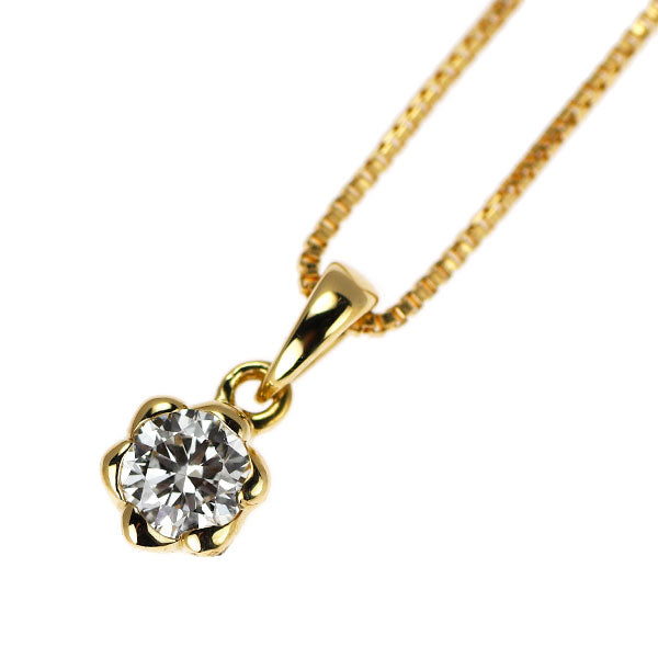 K18YG Diamond Pendant Necklace 0.10ct Flower