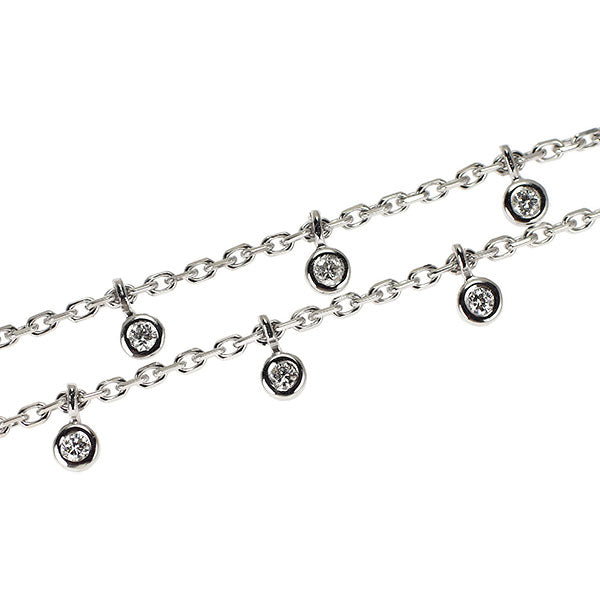 K18WG ダイヤモンド ネックレス 0.62ct 2連ステーション