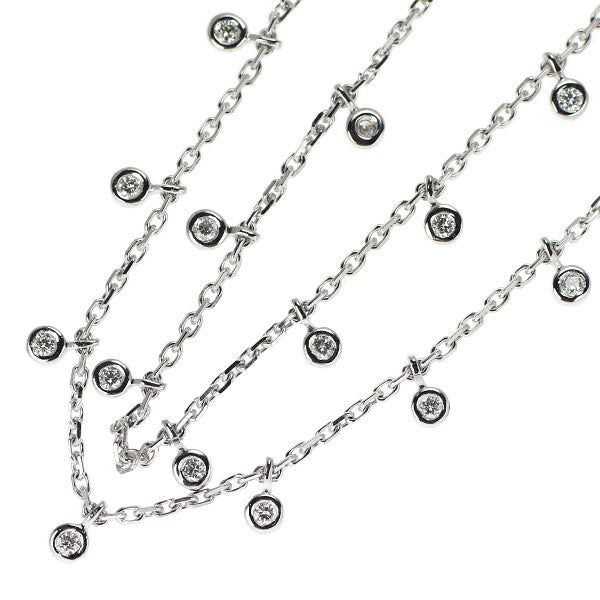 K18WG ダイヤモンド ネックレス 0.62ct 2連ステーション