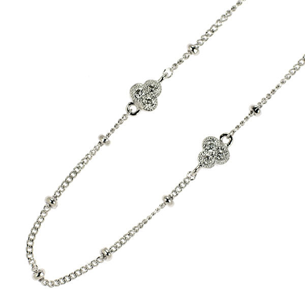 K18WG Diamond Station Necklace 0.50ct Three Leaf Clover