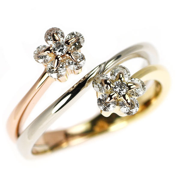 K18YG/WG/PG Diamond Ring 0.50ct Flower