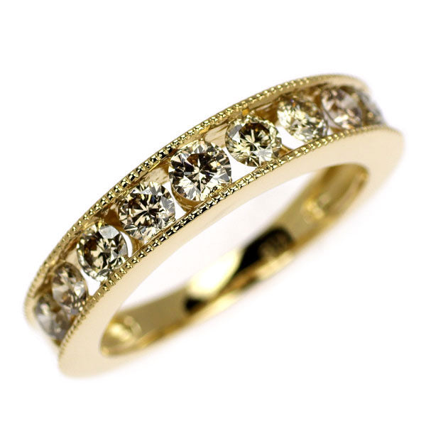 K18YG ダイヤモンド リング 0.75ct ハーフエタニティ
