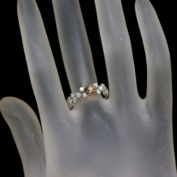 K18WG/PG Diamond Ring 0.414ct D0.53ct
