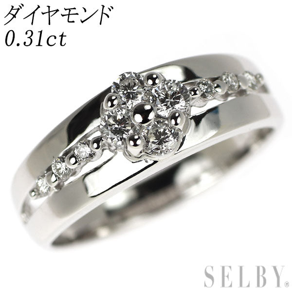 K18WG Diamond Ring 0.31ct Flower