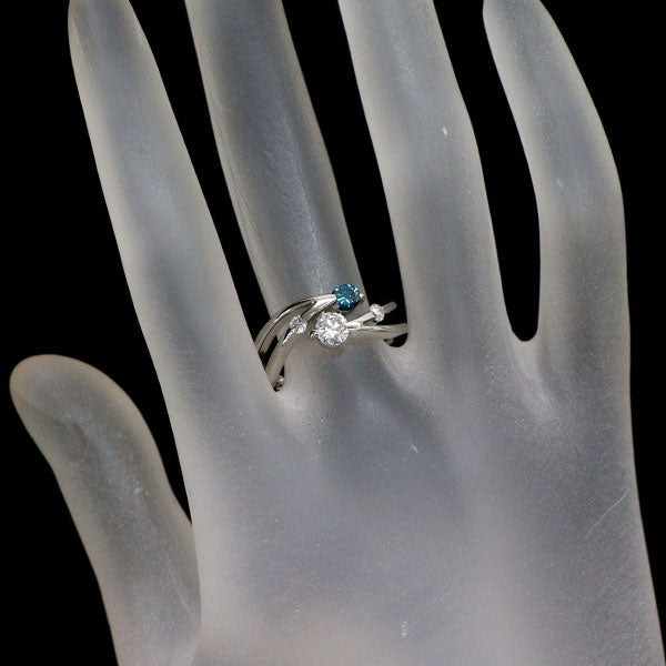 Pt900 トリートブルー/カラーレス ダイヤモンド リング 0.60ct