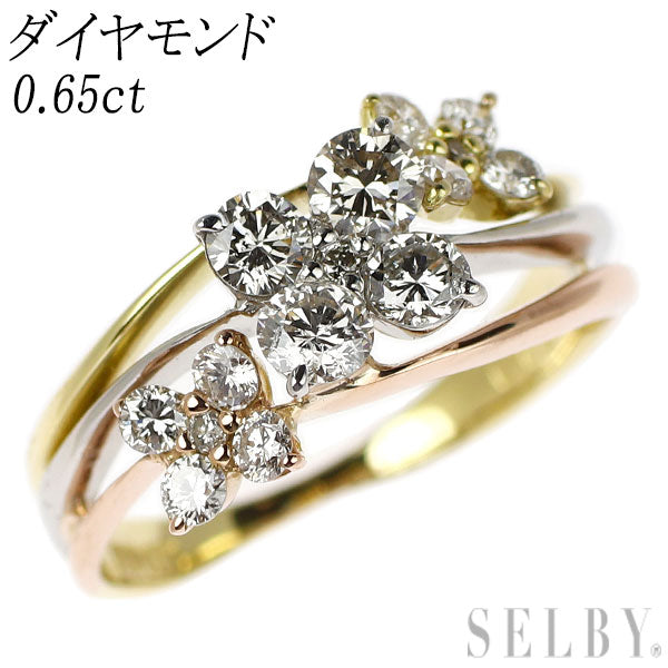 K18YG/PG/Pt900 ダイヤモンド リング 0.65ct