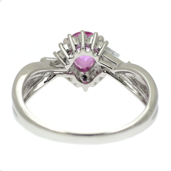 Pt900 ピンク サファイア ダイヤモンド リング 0.83ct D0.25ct
