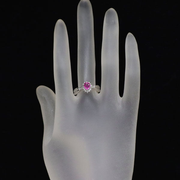 Pt900 ピンク サファイア ダイヤモンド リング 0.83ct D0.25ct