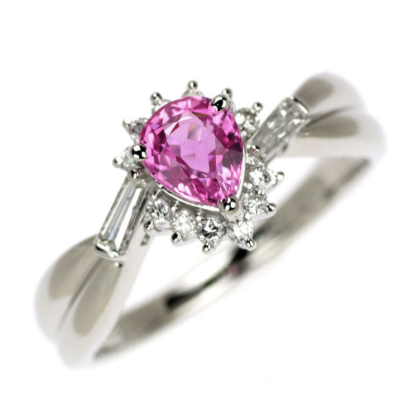 Pt900 ピンク サファイア ダイヤモンド リング 0.83ct D0.25ct