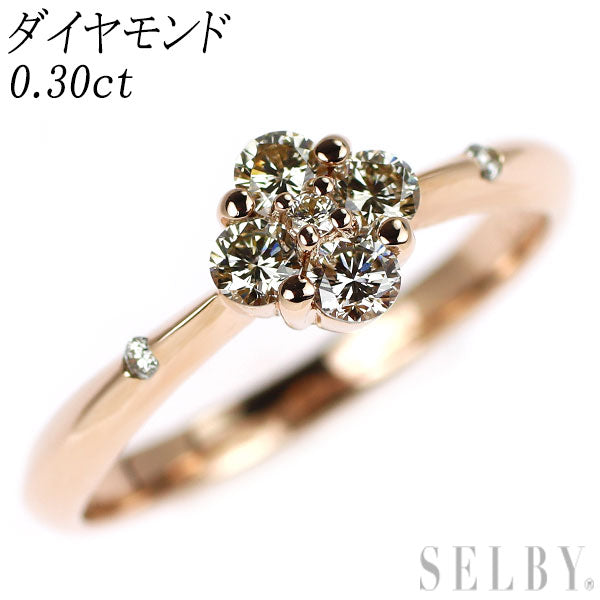 K18PG Diamond Ring 0.30ct Flower