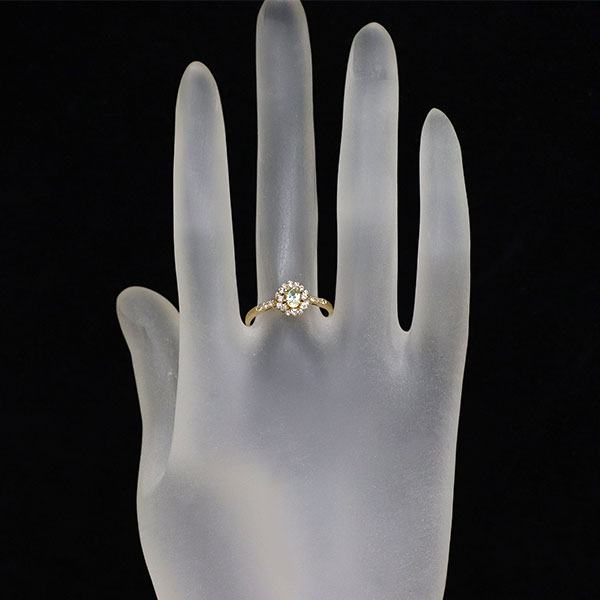 K18YG Grossularite Garnet Diamond Ring 0.325ct D0.23ct