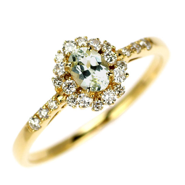 K18YG Grossularite Garnet Diamond Ring 0.325ct D0.23ct