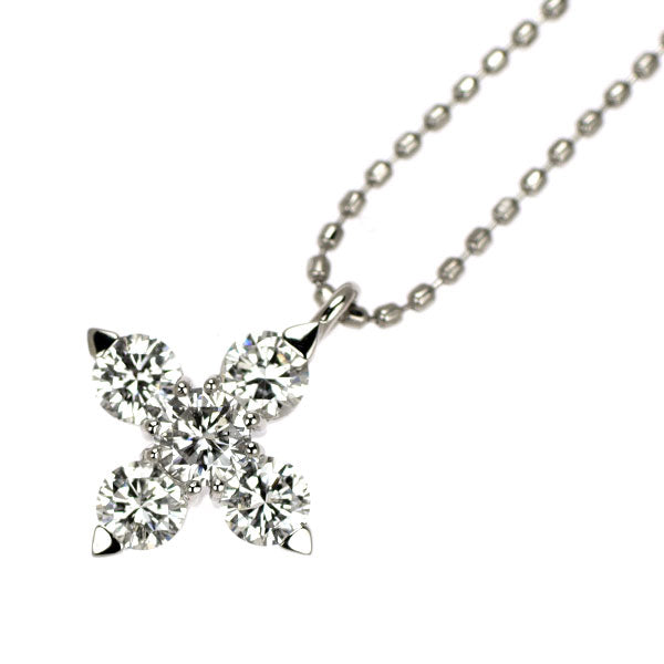 Seiko Pt900/ Pt850 Diamond Pendant Necklace 0.50ct Flower