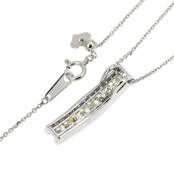 Pt900/ Pt850 プリンセス/ラウンドブリリアントカット ダイヤモンド ペンダントネックレス 1.00ct