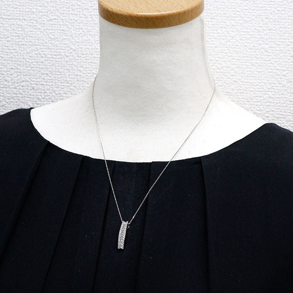 Pt900/ Pt850 プリンセス/ラウンドブリリアントカット ダイヤモンド ペンダントネックレス 1.00ct