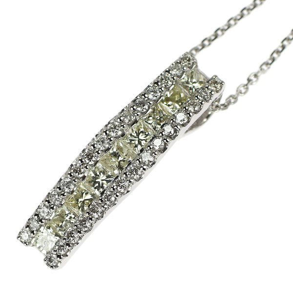 Pt900/ Pt850 プリンセス/ラウンドブリリアントカット ダイヤモンド ペンダントネックレス 1.00ct