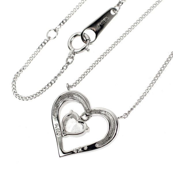 Pt900/ Pt850 Heart-shaped diamond pendant necklace 0.28ct