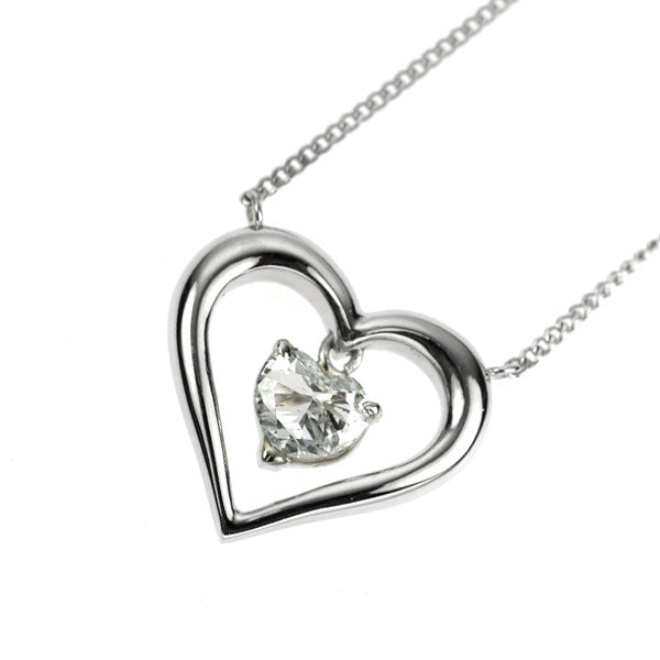 Pt900/ Pt850 Heart-shaped diamond pendant necklace 0.28ct