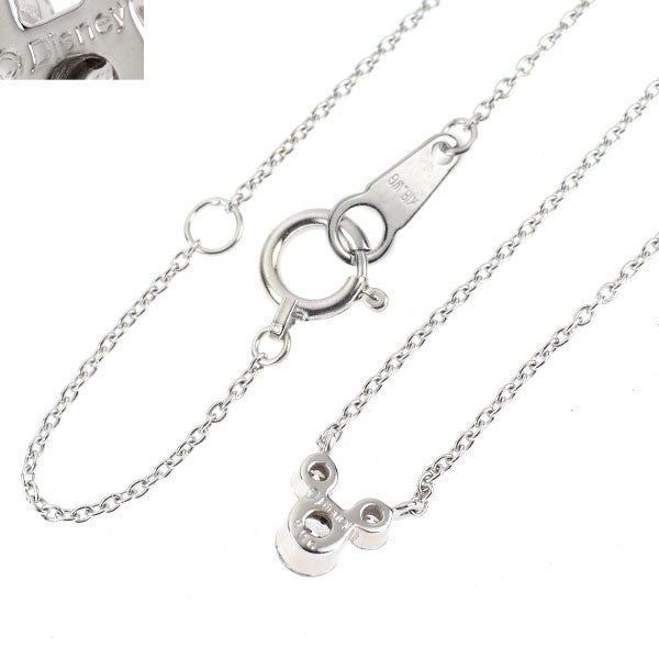 ディズニー K18WG ダイヤモンド ペンダントネックレス 0.25ct ミッキーマウス