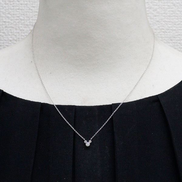 ディズニー K18WG ダイヤモンド ペンダントネックレス 0.25ct ミッキーマウス