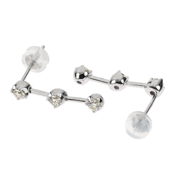 K18WG ダイヤモンド ピアス 0.50ct スリーストーン