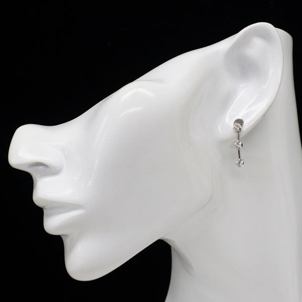 K18WG ダイヤモンド ピアス 0.50ct スリーストーン