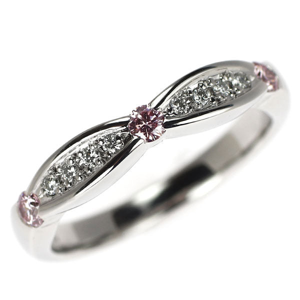 Pt900 Natural pink/colorless diamond ring 0.18ct D0.07ct Rare
