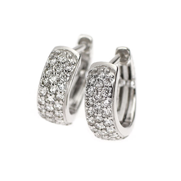 K18WG ダイヤモンド ピアス 0.50ct フープ パヴェ