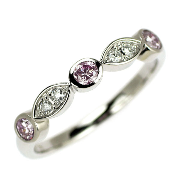 Pt900 Natural pink/colorless diamond ring 0.28ct D0.05ct Rare