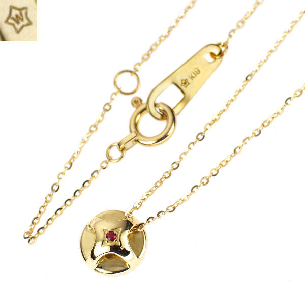 wish upon a star K18YG Diamond Ruby Pendant Necklace 0.095ct D0.05ct Reversible