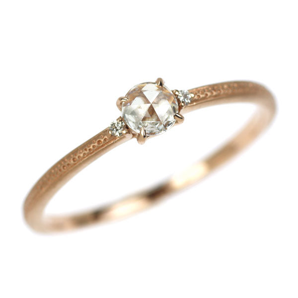 K18PG ローズカットダイヤモンド リング 0.130ct D0.01ct