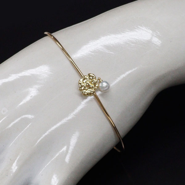 MIKIMOTO K18YG Akoya pearl bangle diameter approx. 5.0mm Flower