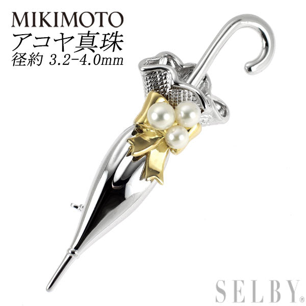 Mikimoto SV/ K18YG Akoya Pearl Brooch Umbrella Diameter approx. 3.2-4.0mm