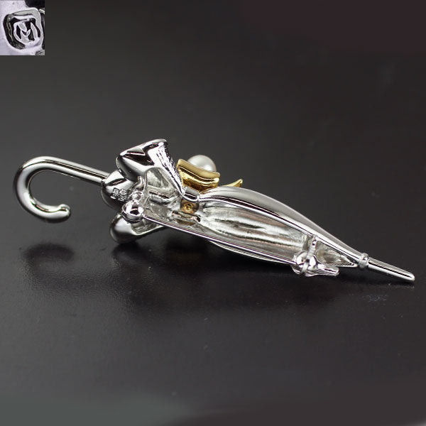 Mikimoto SV/ K18YG Akoya Pearl Brooch Umbrella Diameter approx. 3.2-4.0mm