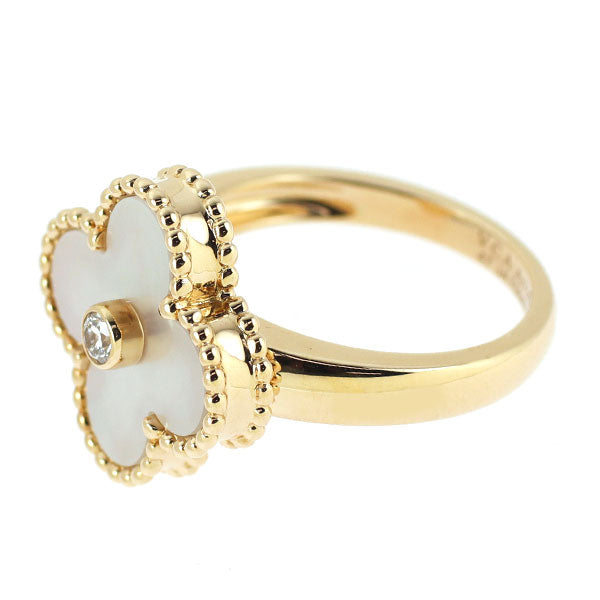 Van Cleef & Arpels K18YG Shell/Mother of Pearl Diamond Ring Vintage Alhambra No. 47