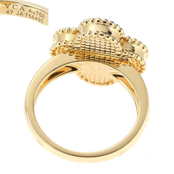 Van Cleef & Arpels K18YG Shell/Mother of Pearl Diamond Ring Vintage Alhambra No. 47
