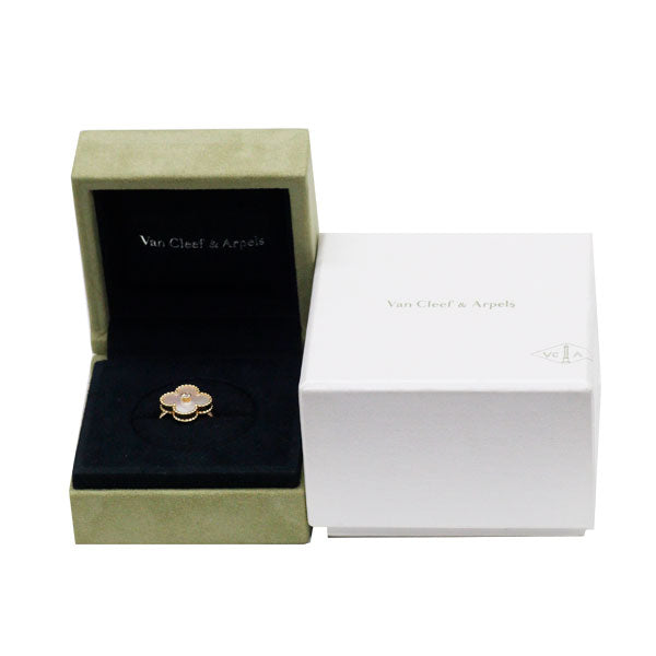 Van Cleef & Arpels K18YG Shell/Mother of Pearl Diamond Ring Vintage Alhambra No. 47