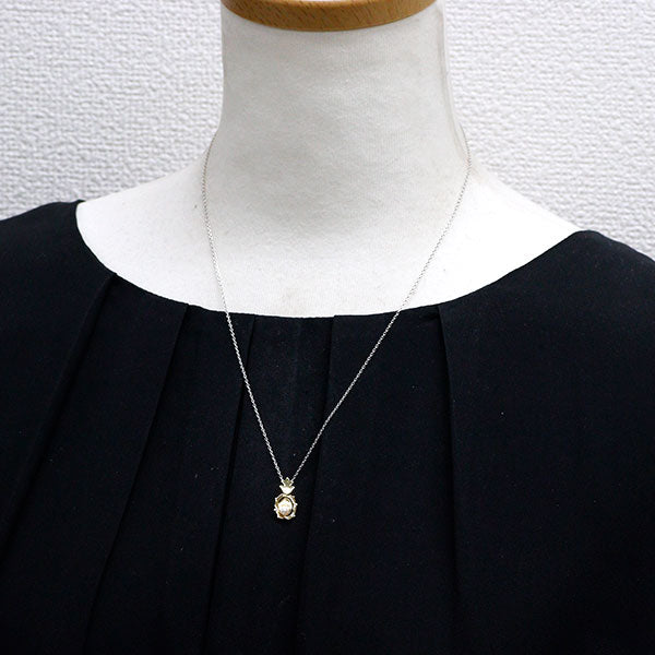 MIKIMOTO K18YG/WG Baby Akoya Pearl Diamond Pendant Necklace Diameter approx. 3.0mm Pineapple