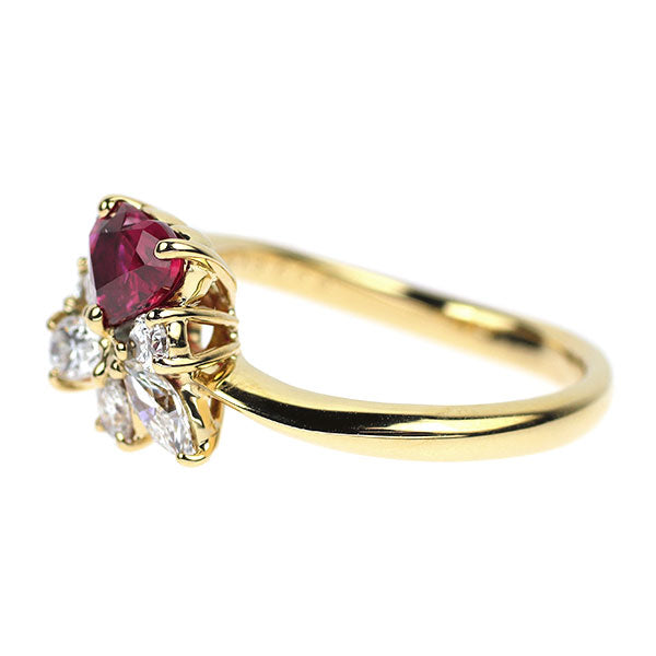 Southern Cross K18YG Heart Shape Ruby Diamond Ring 0.65ct D0.62ct