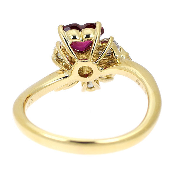 Southern Cross K18YG Heart Shape Ruby Diamond Ring 0.65ct D0.62ct