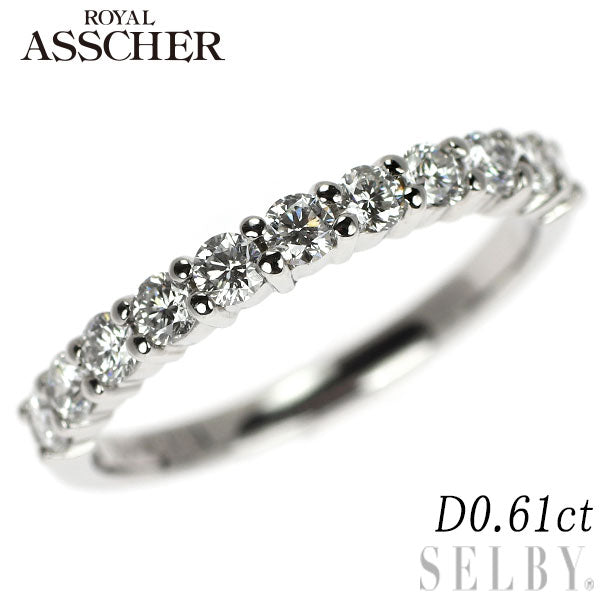 Royal Asscher Pt900 Diamond Ring 0.61ct Half Eternity
