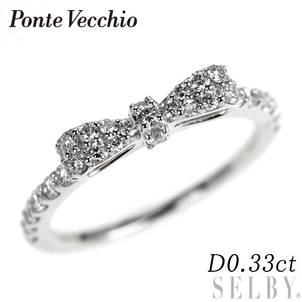 Ponte Vecchio K18WG Diamond Ring 0.33ct Ribbon