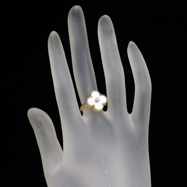 Van Cleef & Arpels K18YG Shell Diamond Ring Vintage Alhambra No. 46