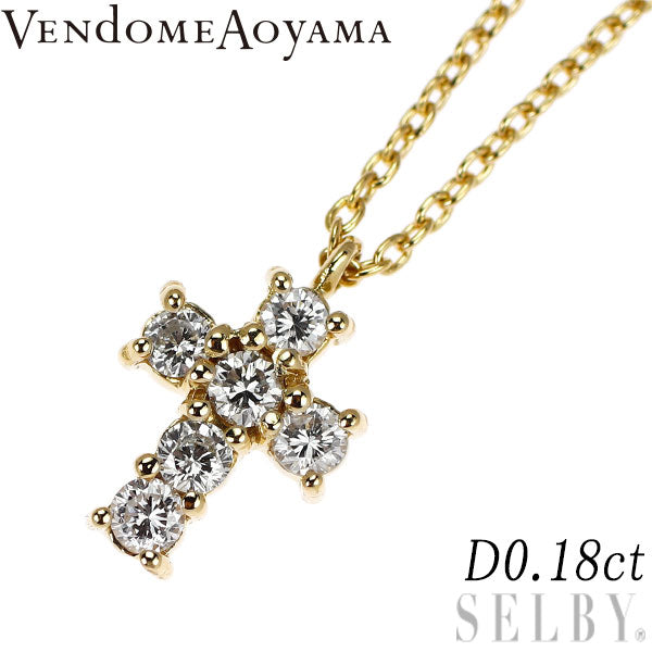 Vendome Aoyama K18YG Diamond Pendant Necklace 0.18ct Cross
