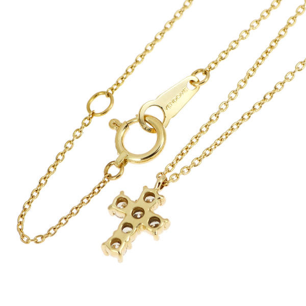 Vendome Aoyama K18YG Diamond Pendant Necklace 0.18ct Cross