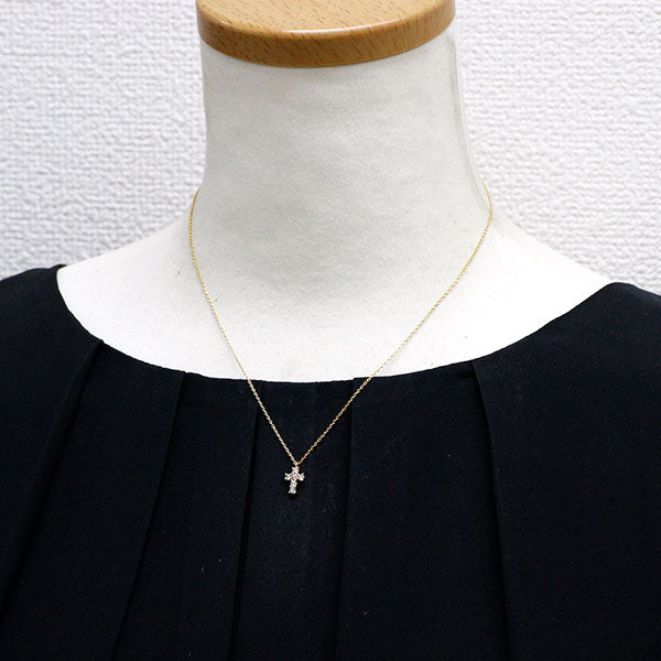 Vendome Aoyama K18YG Diamond Pendant Necklace 0.18ct Cross