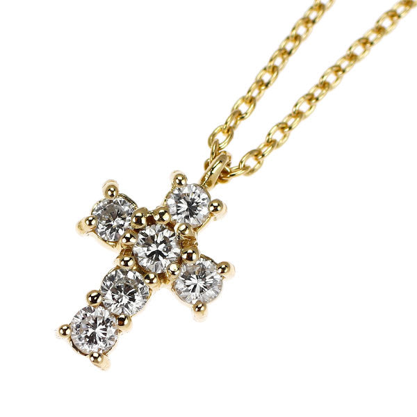 Vendome Aoyama K18YG Diamond Pendant Necklace 0.18ct Cross