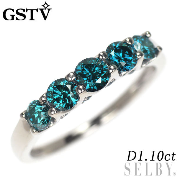 GSTV K18WG Treat Blue Diamond Ring 1.10ct Single Character
