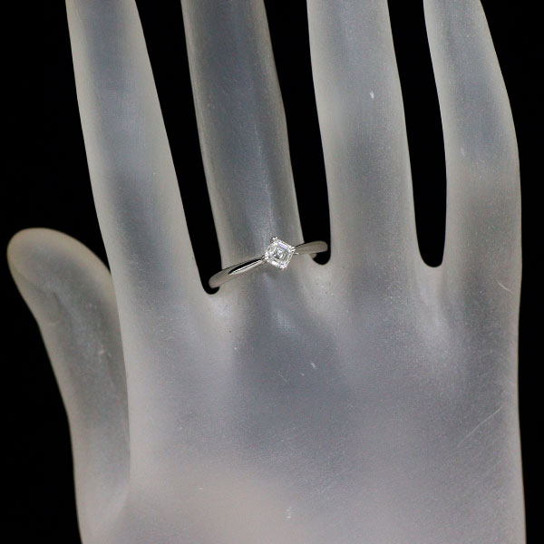 Royal Asscher Pt950 Asscher Cut Diamond Ring 0.32ct E VS1 VG/EX Signature Cut Collection