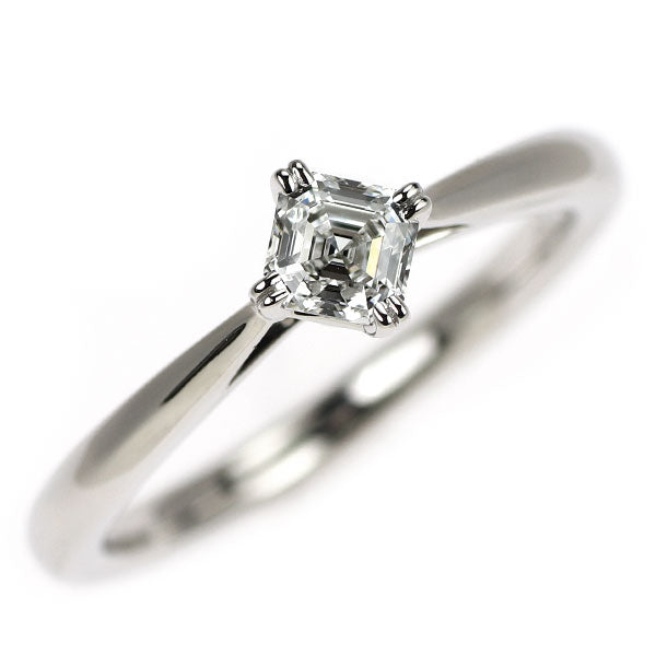 Royal Asscher Pt950 Asscher Cut Diamond Ring 0.32ct E VS1 VG/EX Signature Cut Collection